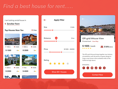 Rental houses design flatdesign house mobile app mobile ui rental ui ux uidesign uitrends xd