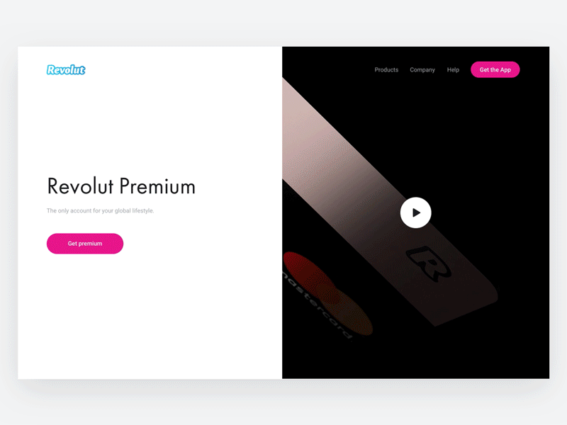Premium — Revolut Website animation clean credit card minimal plan premium premium card premium plan pricing principle webdesign website