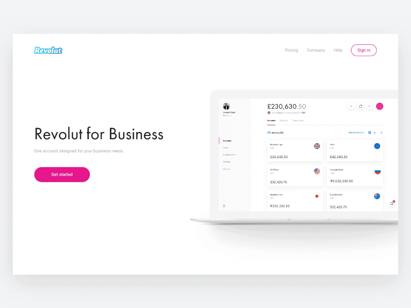 Revolut for Business - Revolut Website animation business desktop flat interaction design landing landingpage minimal principle product page webdesign website