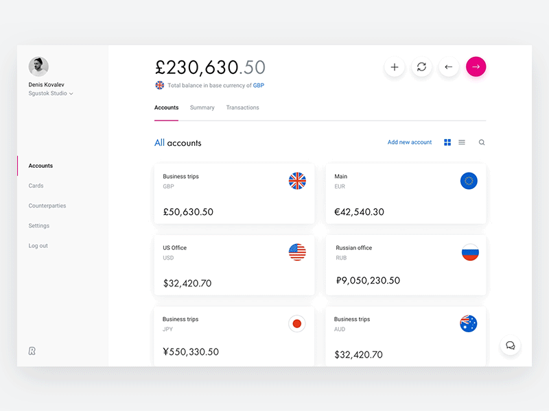 Accounts — Dashboard account bank business dashboard desktop finance minimal money user experience user interface webdesign website