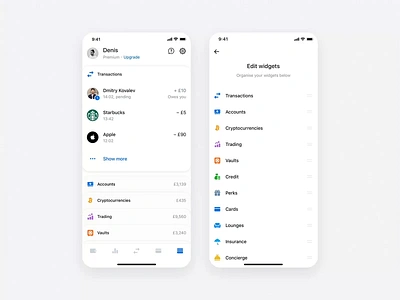 Revolut Widgets animation app app design cards clean dashboard digitaldesign drag and drop finance interaction design minimal mobile overview product design profile transactions ui ux widget widgets