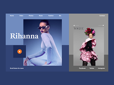 Rihanna Web blue clean color graphic grid line magazine minimal ui web