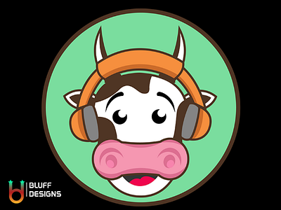 Brand Logo - Cow wearing headphones(for sale) brand branding cow design geometric headphones illustration logo mascot music