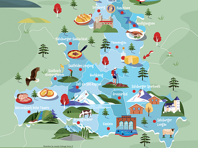 Map SalzburgerLand adobe illustrator adobe photoshop austria branding design editorial food map illustrated map illustratie illustration illustrator map of austria salzburgerland vector