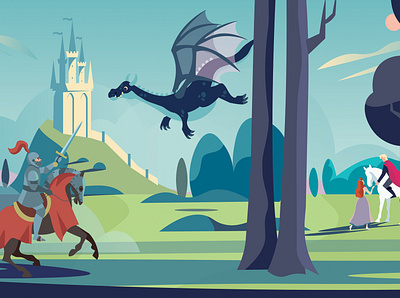 A fairytale adobe illustrator adobe photoshop design dragon editorial fairytale holland illustratie illustration illustrator kids illustration knight prince princess vector web