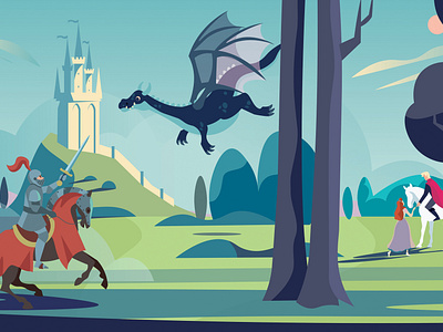 A fairytale adobe illustrator adobe photoshop design dragon editorial fairytale holland illustratie illustration illustrator kids illustration knight prince princess vector web