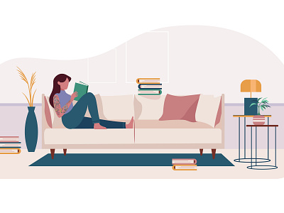 Relaxing adobe illustrator adobe photoshop amsterdam branding design editorial girl girl reading on sofa holland illustratie illustration lamp modern interior reading sunday tatoo trendy interior vector