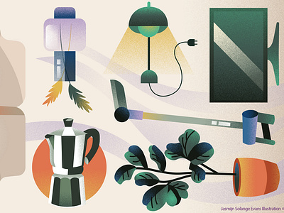 Household effects adobe illustrator adobe photoshop amsterdam coffee design dyson editorial holland household illustration interior lamp vase zwolle