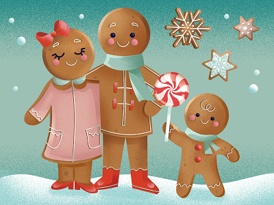 Gingerbread Family adobe illustrator adobe photoshop cookies cute family design gingerbread gingerbreadman holland illustration packaging winter winterwonderland