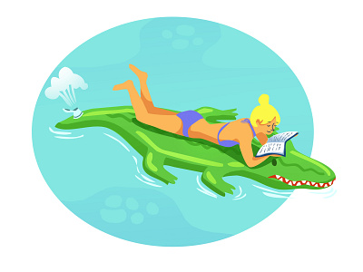 Floating on a croc adobe illustrator adobe photoshop amsterdam chilling croc dutch floating girl illustratie illustration illustrator reading summer swimming swimmingpool zomer