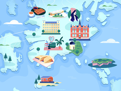 Illustrated map of Helsinki adobe illustrator adobe photoshop amsterdam app branding design digitalillustration dutch editorial finland girl hollandherald icon illustrated map illustration klm ui ux vector web