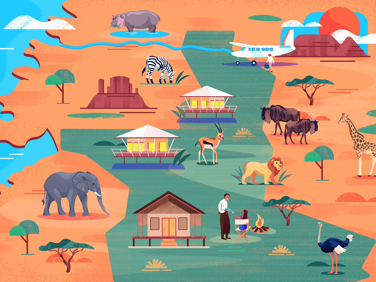 Illustrated Map Of Serengeti Afrika By Jasmijn Solange Evans On Dribbble   Serengeti Final 4x 