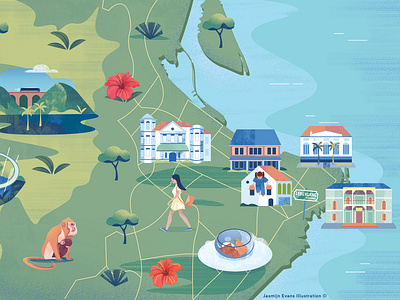 Illustrated map of Malaysia/Penang adobe illustrator adobe photoshop amsterdam branding design digital illustration dutch editorial editorial design holland icon illustrated map illustratie illustration klm logo ui ux vector web