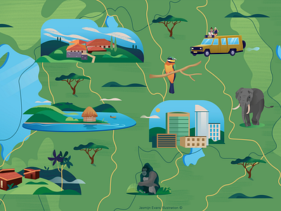 Illustrated map of Rwanda