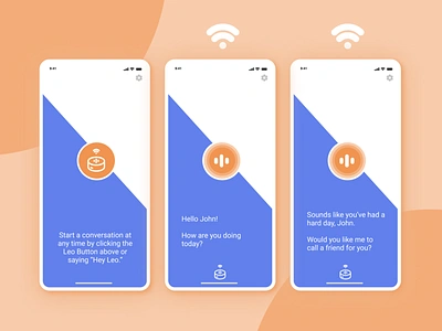 LEO: Mental Health AI: Connecting User to friends audio conversational ai mental health mobile mobile ui mobile ux shelby reilly shelbyreilly stress ui uiux ux