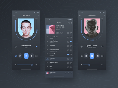 Music Player Concept app app design clean concept dark theme design digital figma interface ios minimal mobile music music app music player ui vector