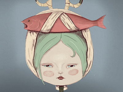 the woman with the fish on her head