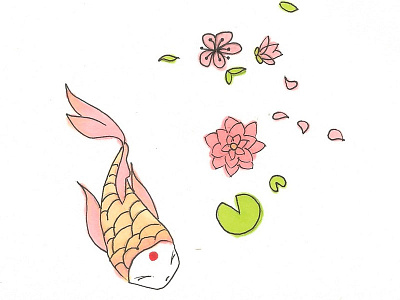 Koi carp cute drawing illustration kawaii koi sketch