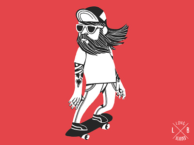 Longbearded illustration lawerta longboard skate tattoo