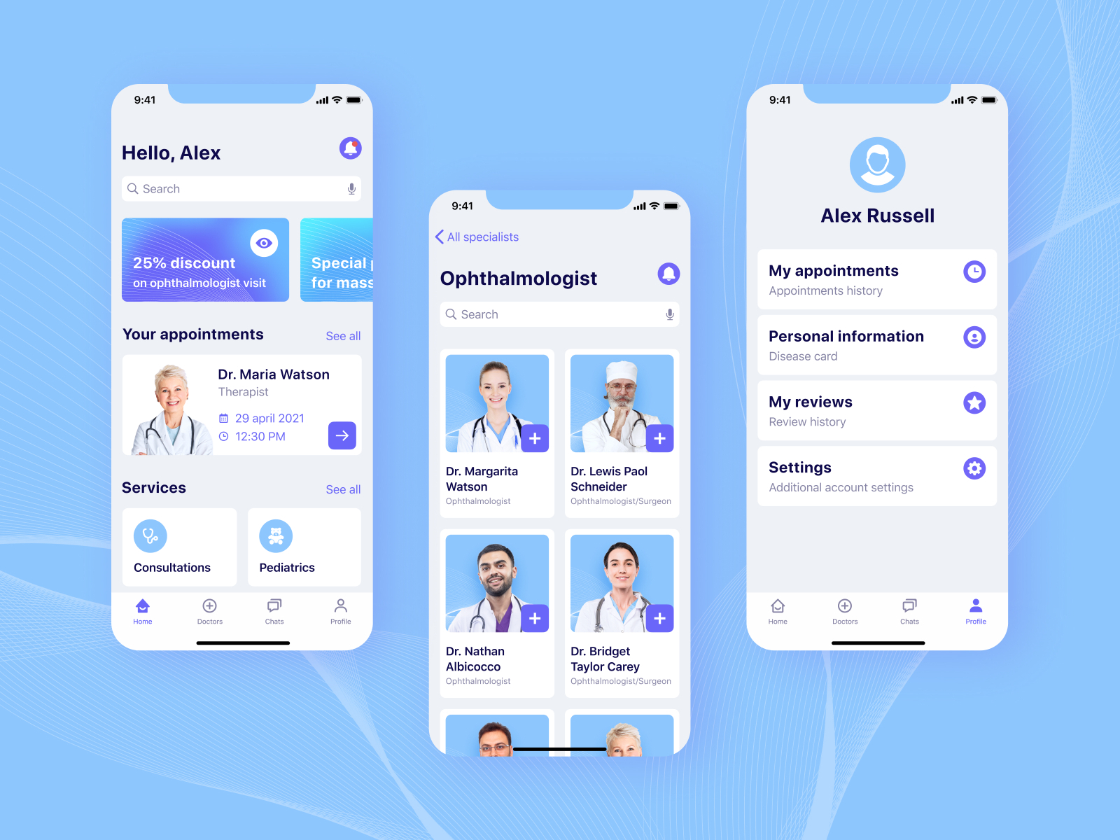 Medical app design by OlyaSam on Dribbble