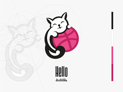 Hello dribbble branding cat debut debutshot design brending dribbble hello dribbble illustration logo logotype sweet