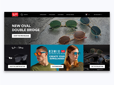 Rayban redesign branding design flat identity illustration minimal ui ux web webapp website