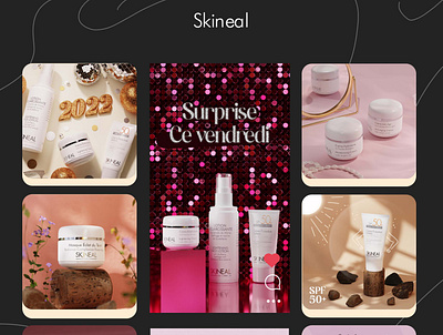 SkinealParis Social media posts branding cosmetic design graphic design illustration logo post social social media
