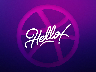 Hello Dribbble 💜 basket dark dribbble first shot gradient hello lettering pink purple