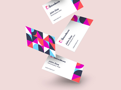 Les Bricodeurs - Business cards branding bricodeurs business cards carte de visite falling identity mockup orange pastel photoshop pink redesign sans serif