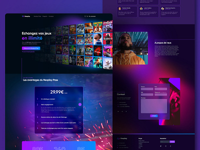 Nexplay - UI blue dark gaming gradient library netflix nexplay pink purple rafu redesign streaming ui ux webdesign xd