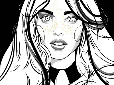 freckles bw fashion freckles girl line