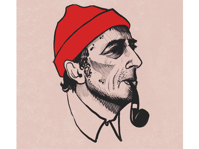 Jacques-Yves Cousteau print red