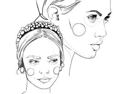 shop&go illustration process bw girl line process