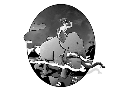 Elephant Man adobe ilustrator adobe photoshop art beach black and white design elephant illustration surf surf art travel vector water