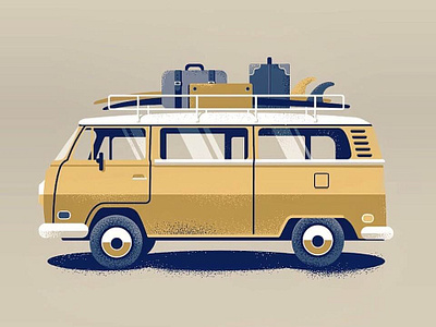 Surfari adobe ilustrator art beach bus design explore illustration logo summer surf texture vector
