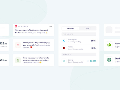 UI Cards - Pocketbook App app design designer fintech interface jajadesign sydney ui uiux ux
