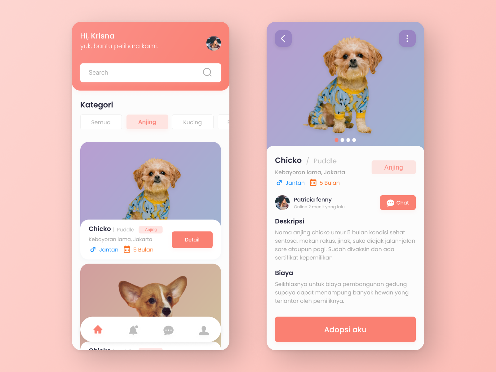 adopt animals app concept by Yacob Krisna on Dribbble