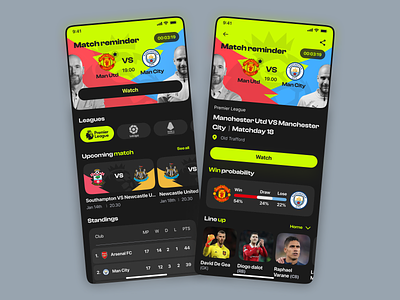 NobarCo - Soccer Livestream App app bold color design figma livestream mobile mobileapp mobileui neon popular soccer typography ui ui ux ui design uidesign uiux user interface
