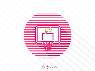 Hello dribbble backboard basket debut dribbble first shot hello illustration invitation lines pink thank you thanks