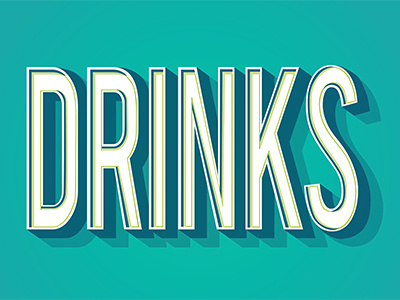 Drinks dimensional drink flat lettering type typography