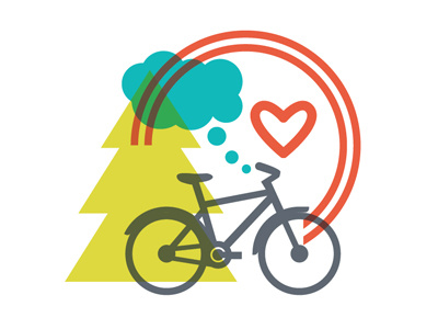 Outdoors Icon bike flat heart icon modern tree