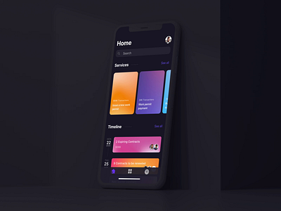 Mobile Service Application Process | Dark Theme aftereffects android animation color colorful dark dark app dark theme dark ui dribbble figma interactive ios mobile mobile ui process service sketchapp