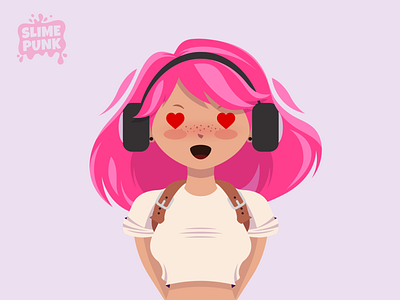 Vector Bubble Girl with Pink Hair