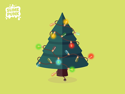 Flat Vector Xmas Tree bright christmas digital art festive flat green holiday icon illustration illustrator lights merry christmas santa tree vector vector art xmas
