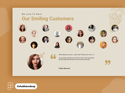 Customer Testimonial/Review Web Design branding customer feedback figma interaction design product design reviews sdg shubham deep testimonial web web design