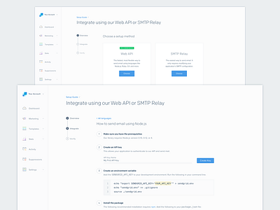 Onboarding Screens api app integration onboarding sendgrid setup ui