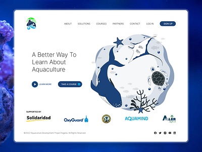 Aquaculture Learning Website | Home Page aquaculture figma illustration marine marine life nigerian ui underwater user interface design