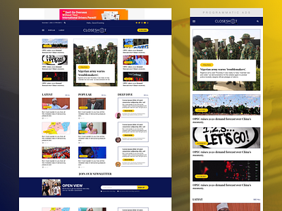 Online News Website blog design desktop mobile news online news ui ui design user interface design ux design
