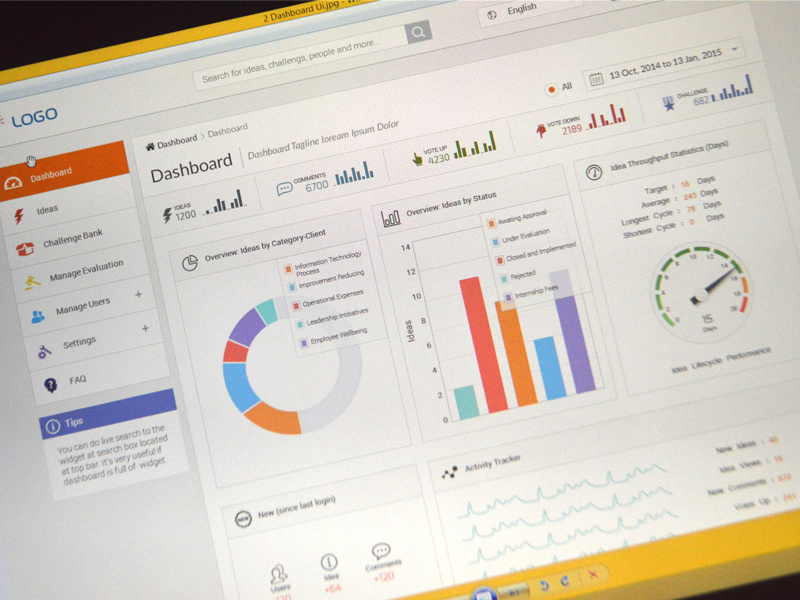 Glint Dashboard WIP dashboard web flat interface chart product analytics form menu ui ux flat design