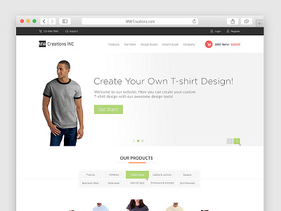 Custom T-shirt Website ecommerce fashion flat flat design form goods interface product t shirt ui ux web
